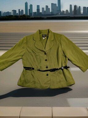 Sweet Suit Jacket Womens 18W Green Blazer  Wiith Belt